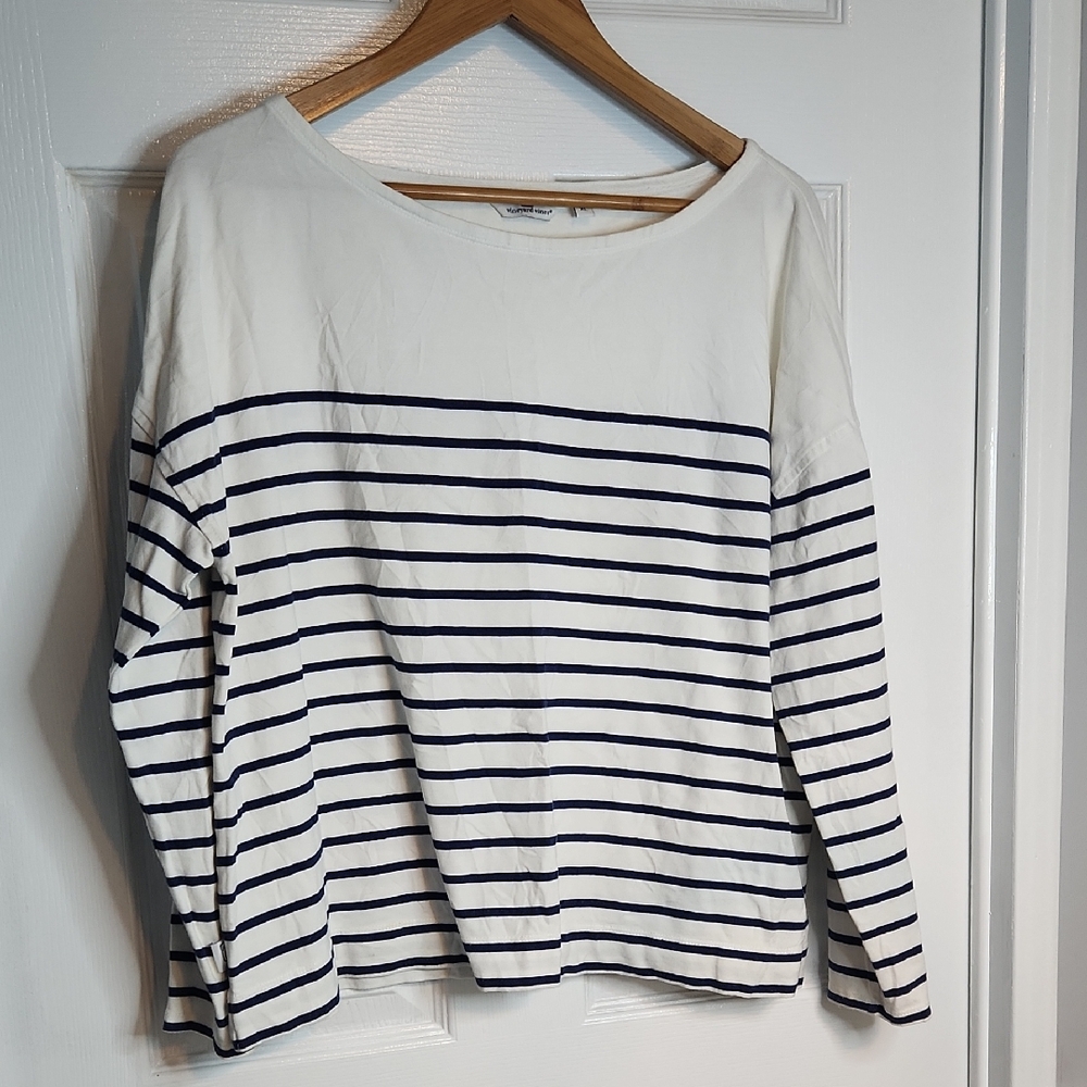 Vineyard Vines White Long Sleeve Shirt Striped Navy Size XL